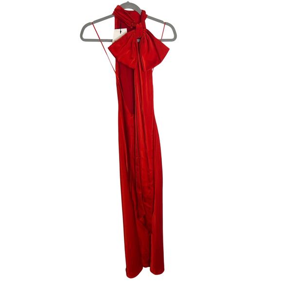 Misha Evianna Gown Maxi Dress Mock Neck Bow Gala Black Tie Formal Prom Size S - Picture 9 of 12